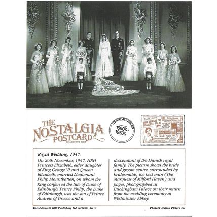 Postcard Princess Elizabeth Prince Philip Royal Wedding 1947 - Nostalgia Repro