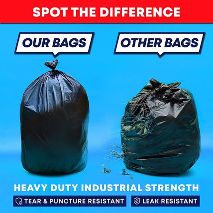 Tasker 64-65 Gallon Trash Bags for Toter, (Huge 50/Count W/Ties) 60 Gallon Trash