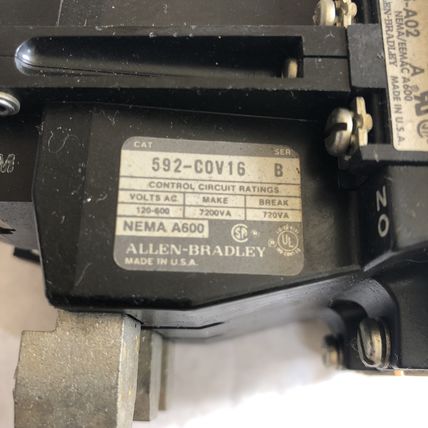 ALLEN BRADLEY 592-C0V16 B Relay 595-A02,BC