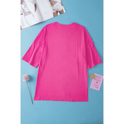 Rose Red Rhinestoned MAMA Graphic Drop Shoulder Half Sleeve Tee