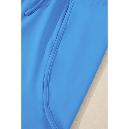 Blue Crossed Spaghetti Straps Drawstring Waist Sporty Romper