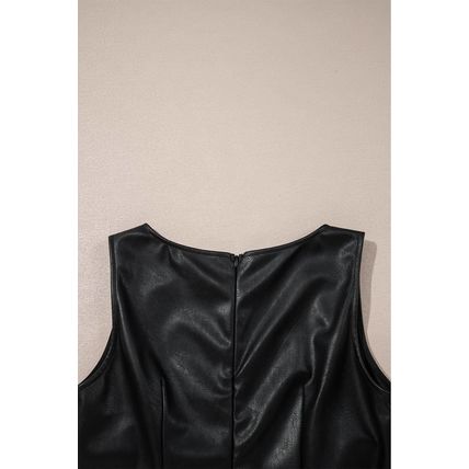 Black Vegan Leather Sleeveless Mini Dress