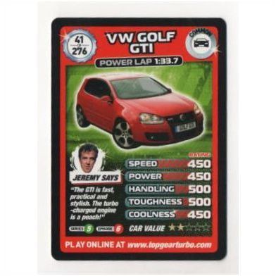 Top Gear Turbo Challenge card No.41 - VW Golf GTI