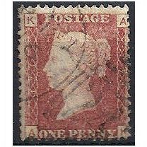 1858 SG43 1d Red Plate 171 Good/Fine Used Check Letters "AK".