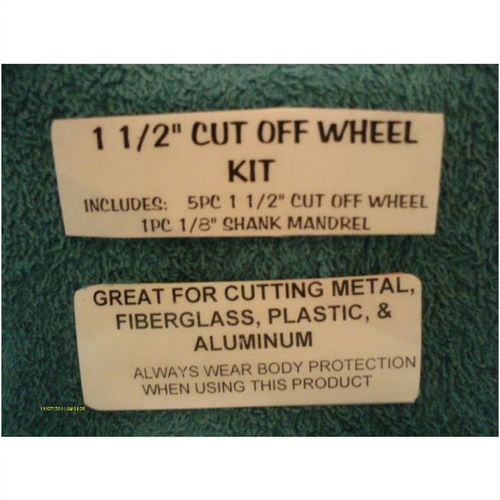 5 Piece 1 1/2" CUT OFF WHEEL KIT includes 1 pc 1/8" SHANK MANDREL FOR METAL New