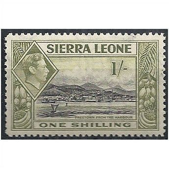 Sierra Leone 1938 SG196 1/- Black & Olive-Green Mounted Mint . ..