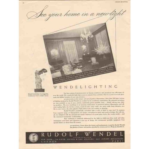 rudolf wendel inc 1946 charles blyth living room lighting vintage ad