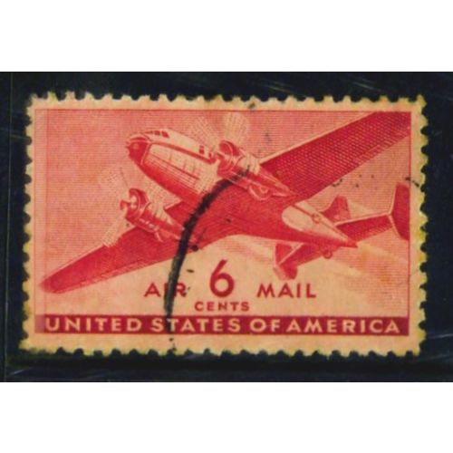 USA 1941 SG A901 AIR 6c RED MAIL PLANE FINE USED #