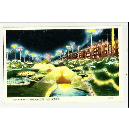Lancashire BLACKPOOL ILLUMINATIONS North Shore Gardens Postcard by Valentine