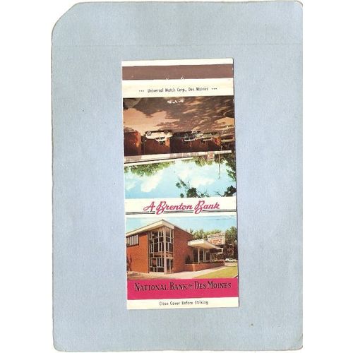 IA Des Moines Matchcover National Bank Of Des Moines A Brenton Bank w/Srev~193