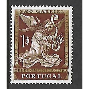 PORTUGAL 1962 1e BROWN AND GREEN ST GABRIEL SG 1201 FINE USED#2