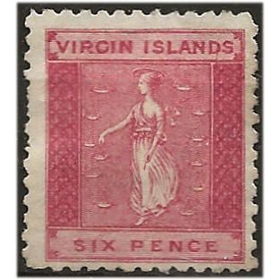 Virgin Islands 1866 SG3 6d Rose Perf 12 Mounted Mint . .. .