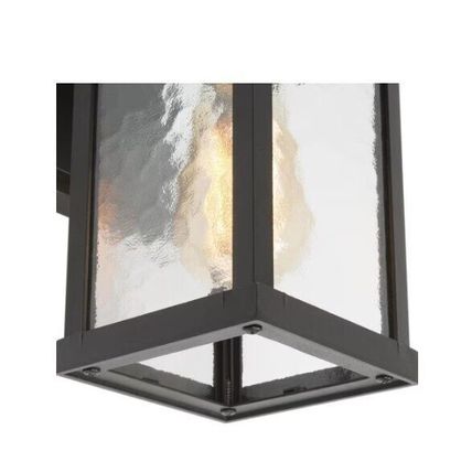 LNC 1-Lt Black Modern Farmhouse Outdoor Wall Lantern Sconce w/ Water Glass Shade