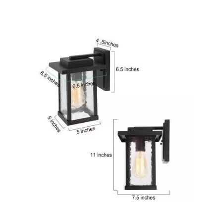 LNC 1-Lt Black Modern Farmhouse Outdoor Wall Lantern Sconce w/ Water Glass Shade