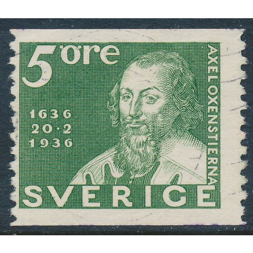 Sweden Facit 246A/Scott 251, 5ö green Postal Service Anniversary, F used stamp