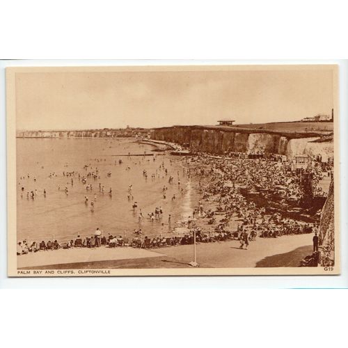 Palm Bay and Cliffs Cliftonville Postcard Kent Paragon Series G19