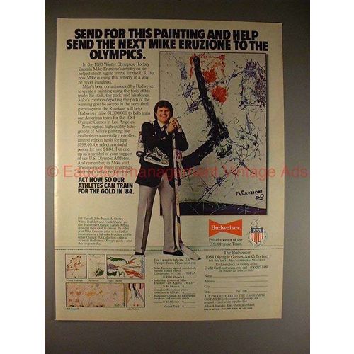 1981 Budweiser Beer Ad w/ Mike Eruzione - NICE!!