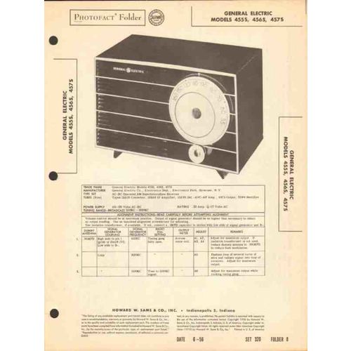 GENERAL ELECTRIC model 4555 4565 4575 AM radio Sams Photofact manual