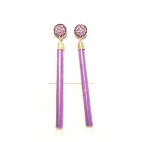 Purple Long Tassel Hook Earrings