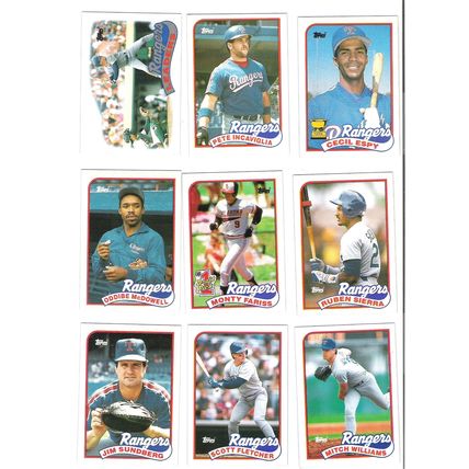 1989 Topps Texas Rangers team set with traded- 36 cards- Ryan, Incaviglia