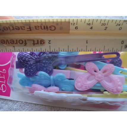 20 Scunci Girl Plastic Butterfly Hair Barrettes Secure Flat Pastel Vibrant Color