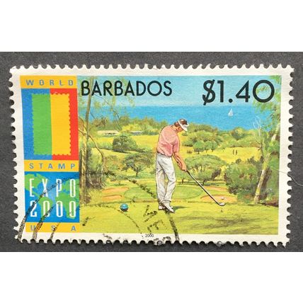 Barbados 2000 World Stamp Expo, Anaheim, Golf SG 1173 $1 40c Golfers on Green