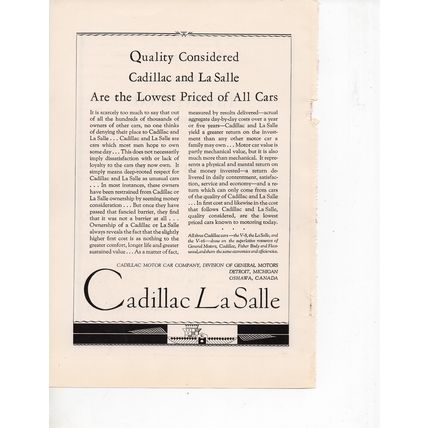 Cadillac LaSalle vintage Print Ad June 1930
