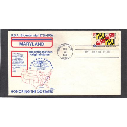 FDC Bazaar 1639 13c Maryland (Cachet-U/A) CV40293