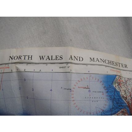 RARE ! WW2 1944 RAF Paper Map for Manchester & North Wales Shows Bases Radar etc