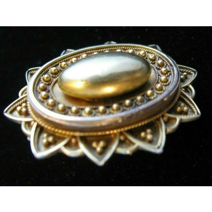 1860's SOLID 14K GOLD MOURNING HAIR WREATH LOCKET BROOCH PIN CIVIL WAR ERA