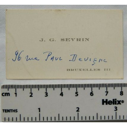 Vintage visiting card - J. G. Sevrin, Bruxelles III
