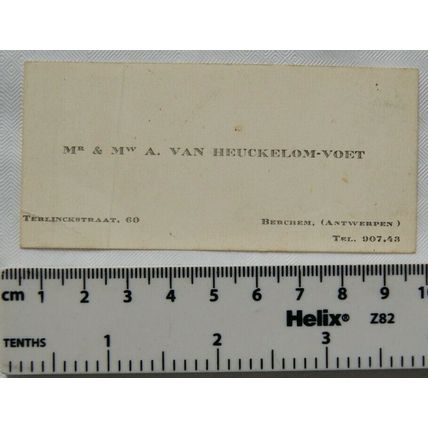 Vintage visiting card - Mr. & Mrs. A. Van Heuckelom-Voet, Berchem, Antwerpen