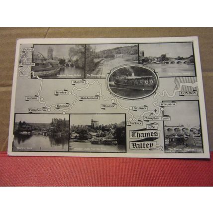 THE THAMES VALLEY map. used vintage postcard 1961 pm =