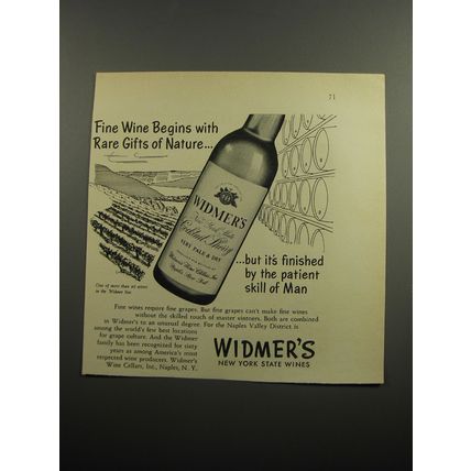 1951 Widmer's Wine Ad - Fine wine begins with rare gifts of nature