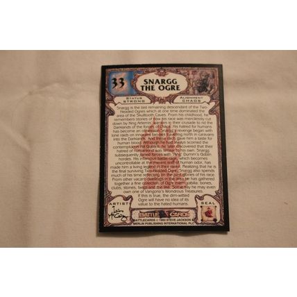 Snargg The Ogre 1993 Merlin Battle Cards NO. 33