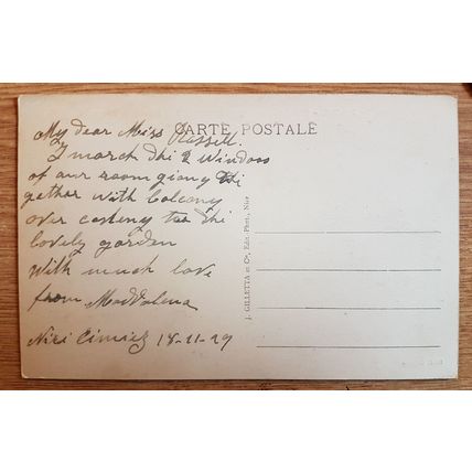 POSTCARD: FRANCE - NICE, GRAND HOTEL DE CIMIEZ: 1929