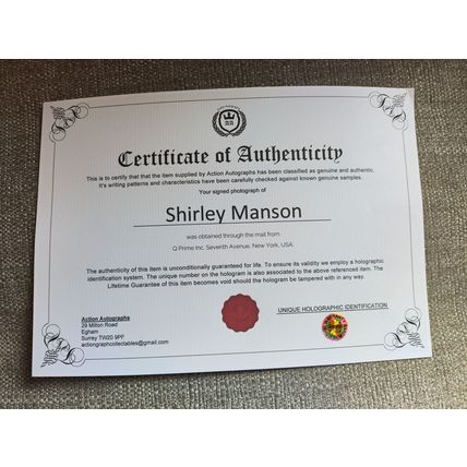 Genuine, Signed, 10"x8", Photo, Shirley Manson (Musician/Actress - Garbage) +COA