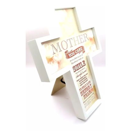Mother Sentimental Verse Plaque Cross Shaped with Stand & Hanger 27.5 CM Gift