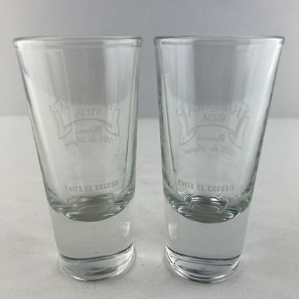 Tequila Hacienda Vieja Reposado Tall Shot Glass Shooter 4-1/4" SET Jigger Cissa