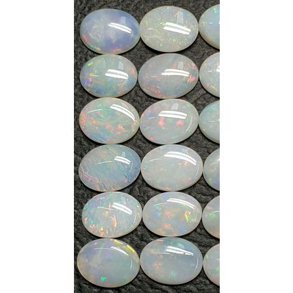 53407 - 30 Aussie Natural Earth Mined Coober Pedy Solid White Opals 8x6 mm Oval