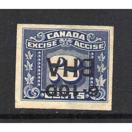Canada - 2c Blue Excise Tax Stamp, Used Imperf, Pre-Cancelled?