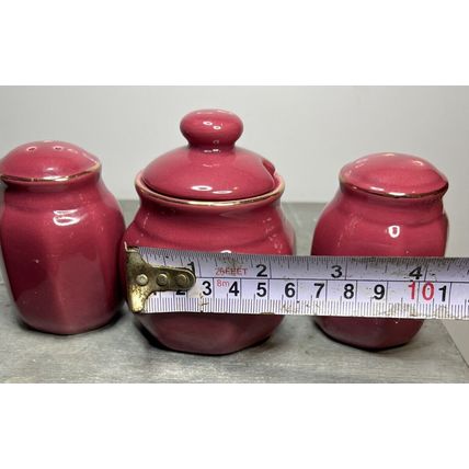 Sugar, Salt and Pepper Shaker Set x 3 Ceramic Vintage Collectible Decor Display