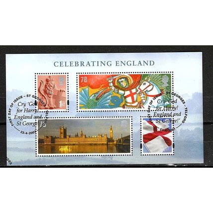 2007 - GB - Celebrating England - Mini Sheet - Very Fine Used on piece