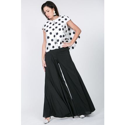 Cascade Ruffle Detail Polka Dot Print Top