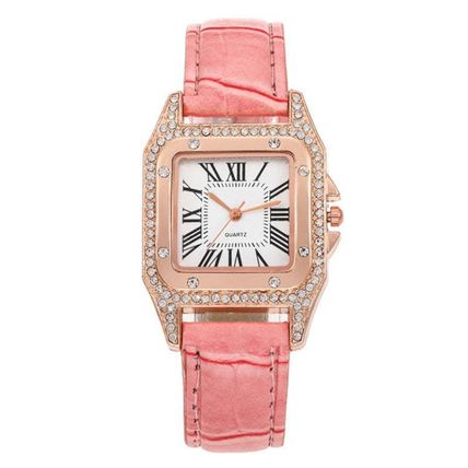 Women Fashion Tonneau Square Strap Quartz Watch, White, Red, Brown, Green, Black