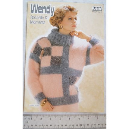 Vintage: Wendy 3121 geometric sweater, Rochelle & Moments, 30-40 inch, 76-102 cm