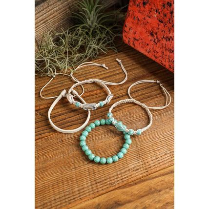 Light Blue Western Turquoise Shell Multi Layered Bracelet Set