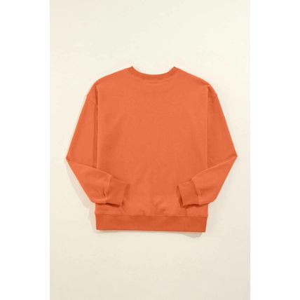 Orange Solid Classic Crewneck Pullover Sweatshirt
