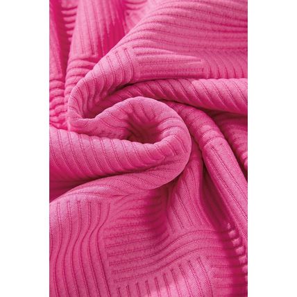 Pink Textured Color Block Kangaroo Pocket Drop Shoulder Hoodie