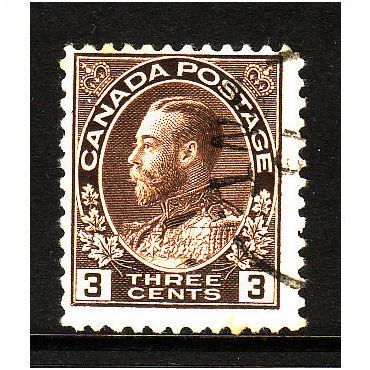 CANADA 1918 3c BROWN SG 204 FINE USED #2